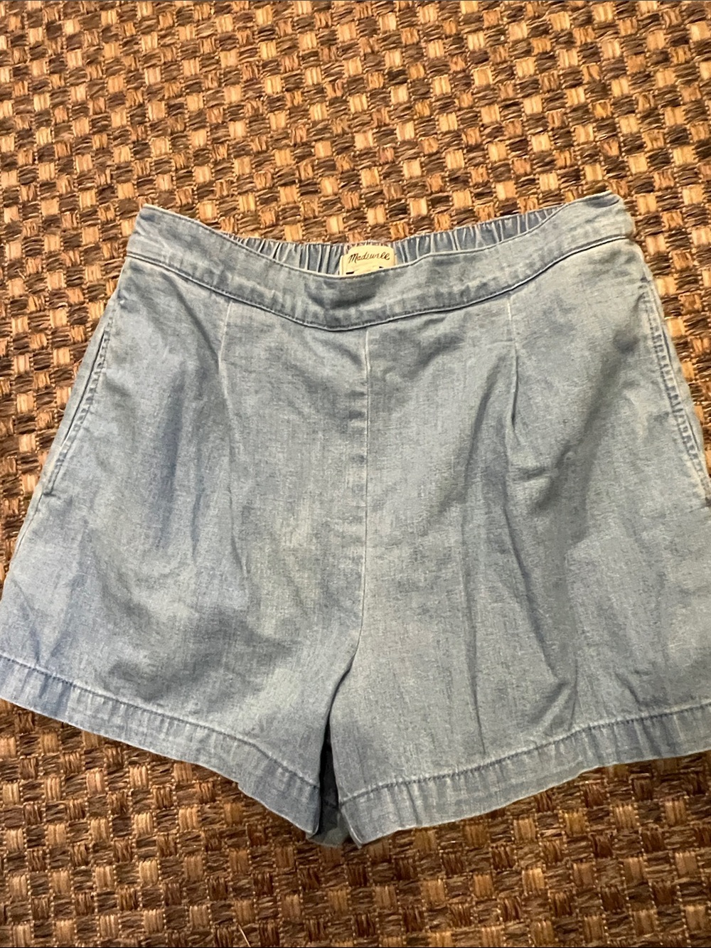 Madewell Light Blue Chambray High-Rise Women’s Shorts med with pockets